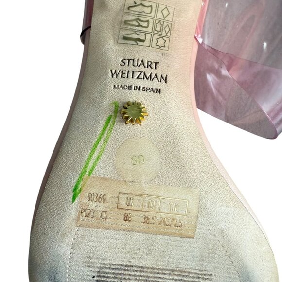 STUART WEITZMAN Krystal Clear Slide‎ Sandal Heels Women 8B Pink Girly Pastal - Picture 7 of 8